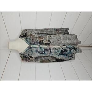 Cubism small heathered grey multicolored hooded button down cardigan